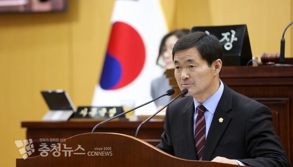 5분 발언하는 안원기 서산시의회 의원 / 충청뉴스 최형순 기자