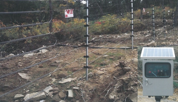 야생동물 피해에방시설(전기울타리) 설치 모습