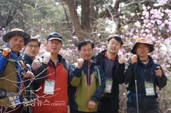 진달꽃 향기에 취해 산행을 멈추고