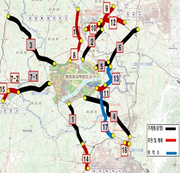 행복도시 광역도로 노선도