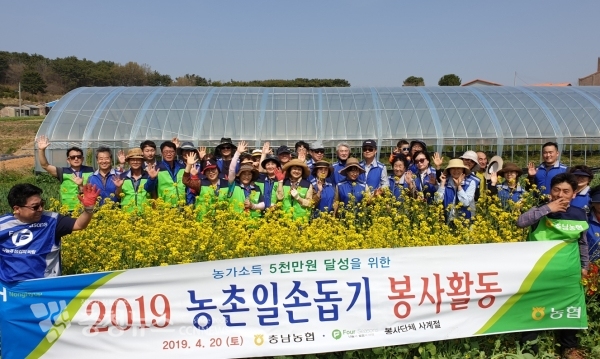 충남농협, 봉사단체 사계절과 휴일 농촌 일손지원 / 충청뉴스 최형순 기자