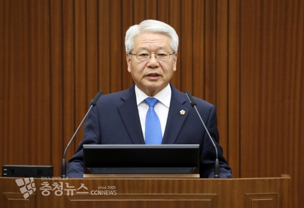 5분 발언하는 서금택 세종시의회 의장 / 충청뉴스 최형순 기자