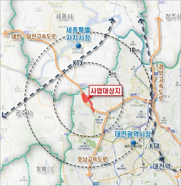 대전 안산산단 위치도