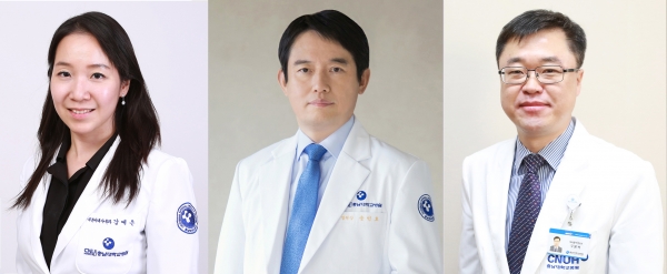 충남대 내분비대사내과 강예은 교수팀,우수 연제상 수상/왼쪽부터 내분비대사내과 강예은 교수, 내분비대사내과 송민호 교수, 이비인후과 구본석 교수