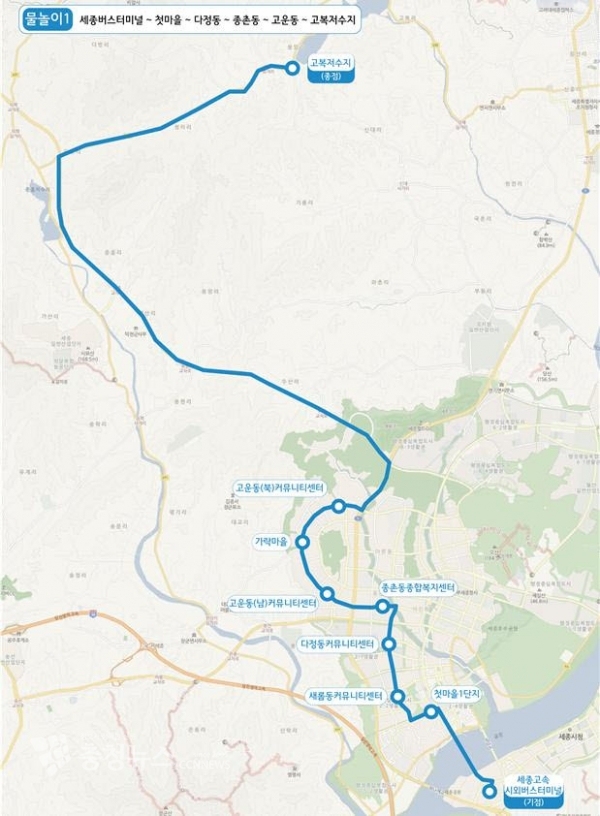 물놀이 버스 1번 노선도