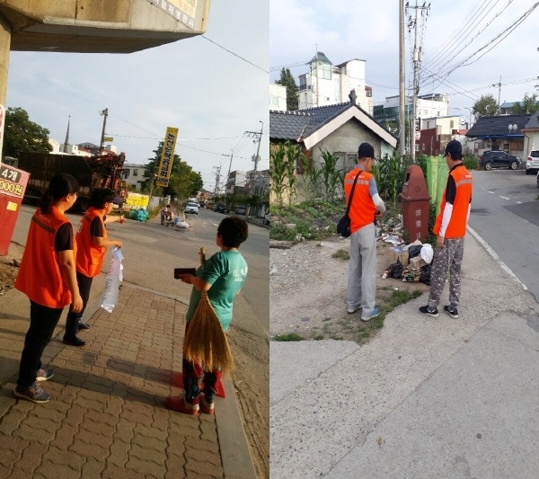 쾌적한 도심환경 위해 클린논산매니저 활동 모습
