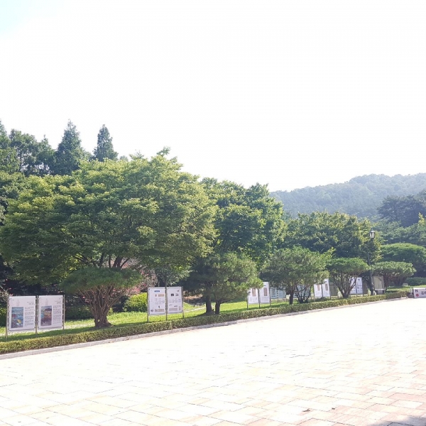 이순신 동상거리 양 옆 관광 안내판,