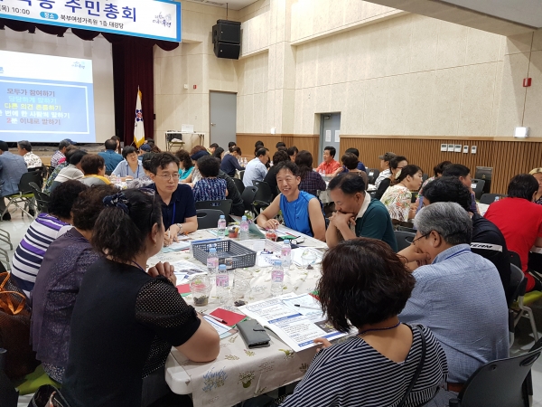 지난 8일 북부여성가족원에서 개최된 주민참여예산 사업선정을 위한 구즉동 주민총회 모습