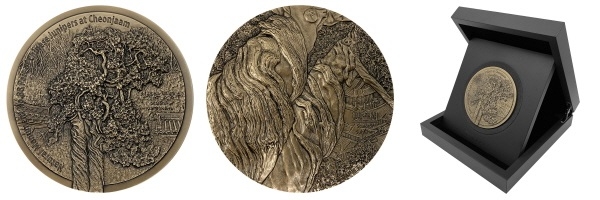 천연기념물 시리즈 ‘쌍향수’ 고품위 아트메달 이미지 (동메달 앞, 뒤, 케이스)