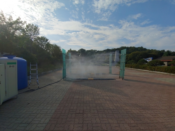 부여군 거점소독 시설 운영 장면