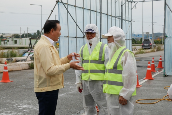 구본영 시장 거점소독초소 방문