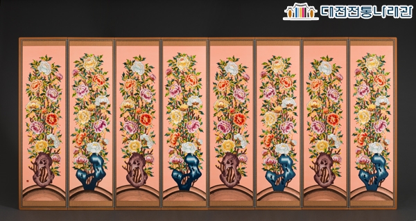 김시인 모란도 자수병풍