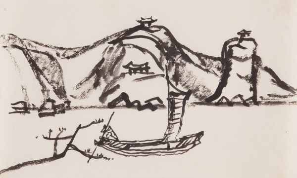 이응노의집 소장품 예시_48.5x29.2cm, 연도미상, 화선지 위 수묵