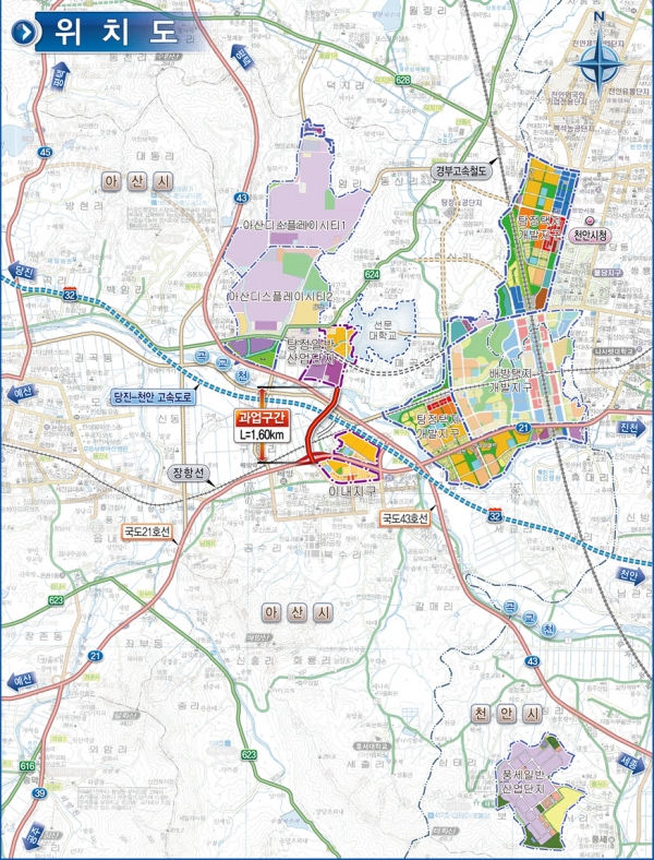 탕정일반산업단지 진입도로 위치도