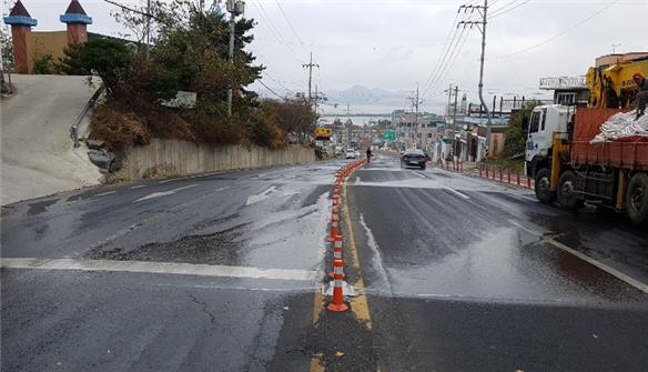 자동염수분장치 분사장면
