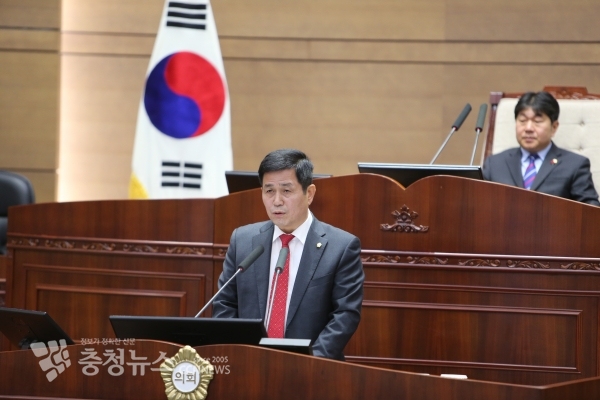 5분 발언하는 이교희 천안시의회 의원 / 충청뉴스 최형순 기자