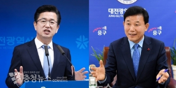(왼쪽부터) 허태정 대전시장, 박용갑 중구청장