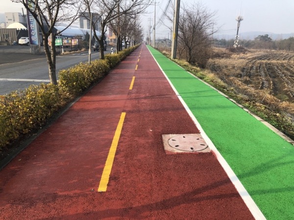 아산시 신정호 자전거 도로 정비