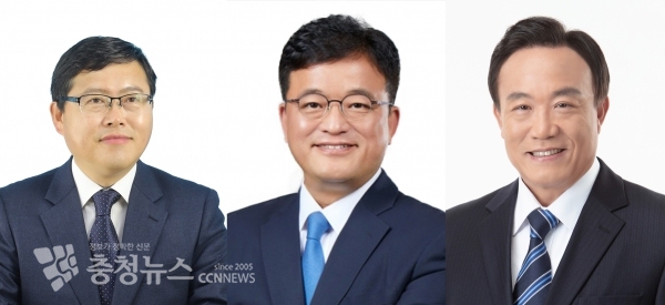 왼쪽부터 장기수, 한태선, 정순평 천안시장 예비후보
