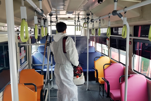버스소독 모습