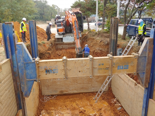 상수도 배·급수관로 공사 모습