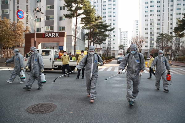 불당동 방역 실시 모습