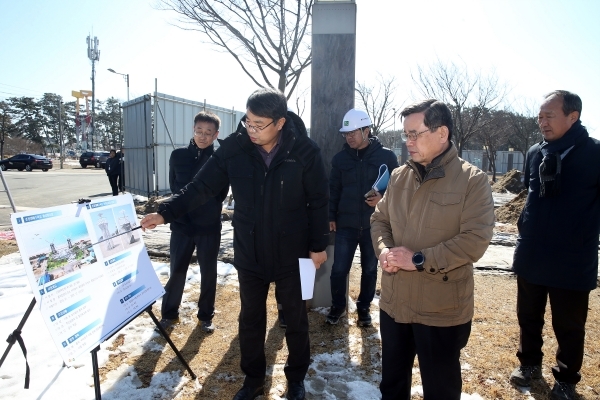 지난 2월,  노박래 서천군수 주요 정책·현안 점검 현장 방문 모습