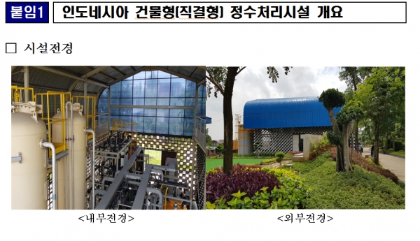 인도네시아 건물형 정수처리시설 내외부 전경 (환경부 제공)