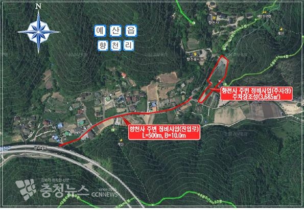 향천사 진입도로 개설공사 위치도