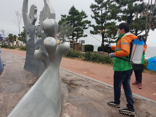 대천해수욕장 집중소독 장면