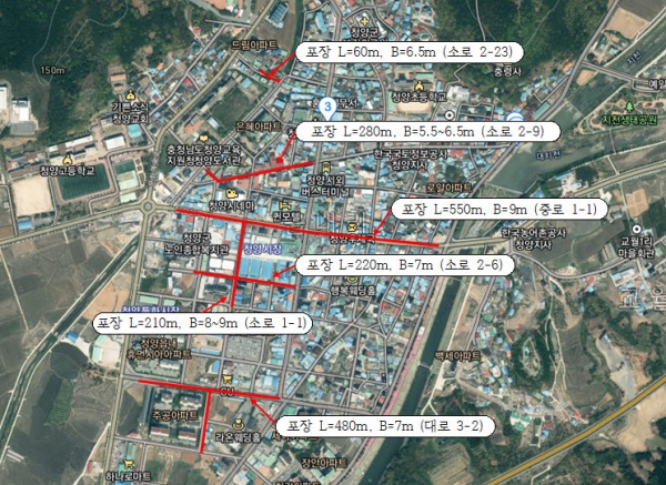 4월중 도시지역 낡은 도로 새 포장-사업 대상지