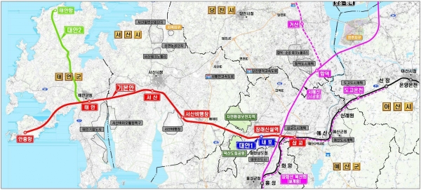 서해안내포철도 노선도
