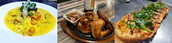 단호박 크림파스타, 로스트치킨, 야채 롱피자