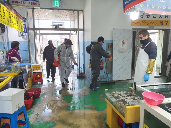 삽교호 방역 모습