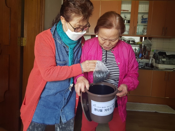 반려식물 키우기 키트 전달 모습