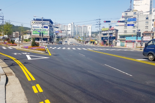 공사가 완료된 경찰서 앞 사거리 모습