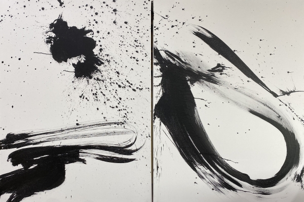 황석봉 서예가(선상에서 1,2 130x97cm (2) 캔버스에 혼합먹 2018作)