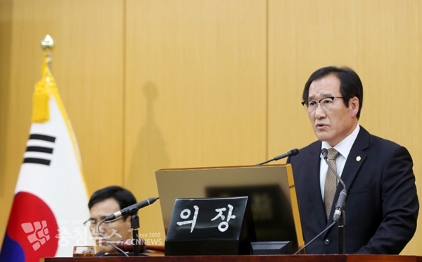 개회사 하는 임재관 서산시의회 의장 / 충청뉴스 최형순 기자