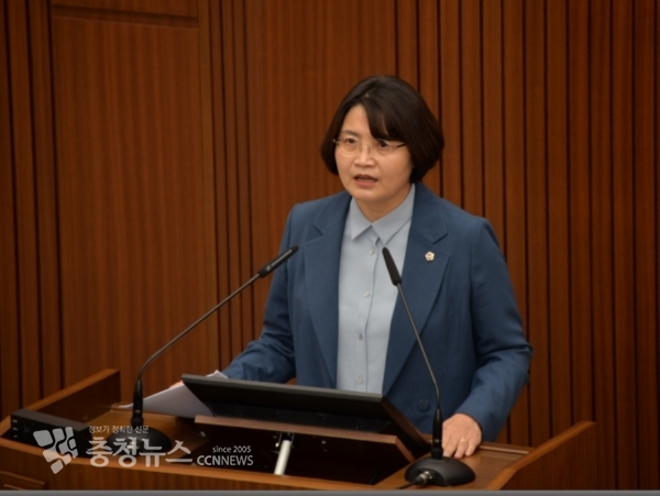 5분 발언하는 손현옥 세종시의회 의원 / 충청뉴스 최형순 기자