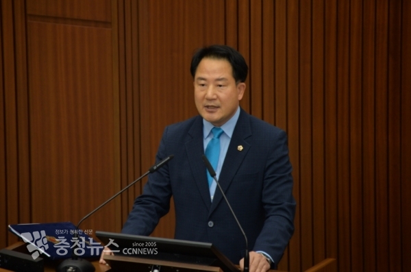 5분 자유발언하는 상병헌 세종시의회 의원 / 충청뉴스 최형순 기자