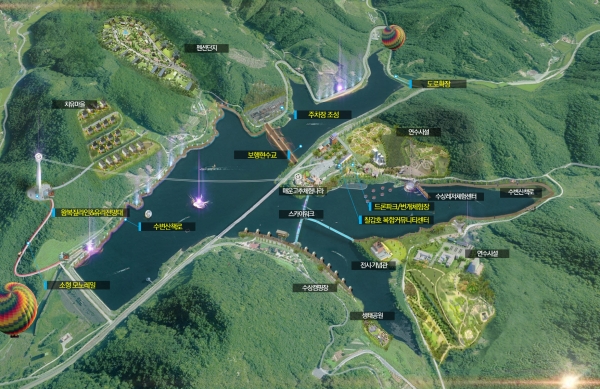 농촌형 ‘청정 차별관광 시스템’ 구축 추진-칠갑호 관광허브 조감도