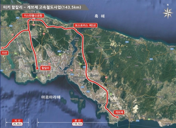 터키 할칼리~게브제 고속철도 노선도