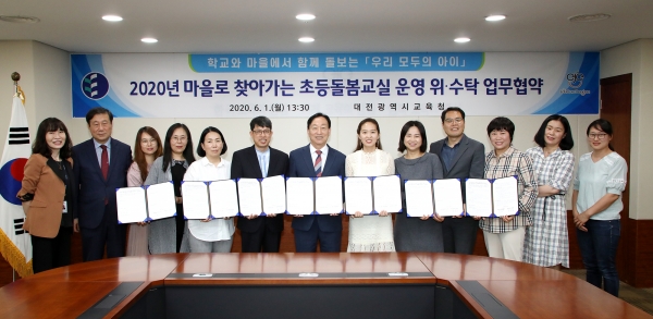 마을로 찾아가는 초등돌봄교실 운영을 위해 6개 기관과 업무협약 체결