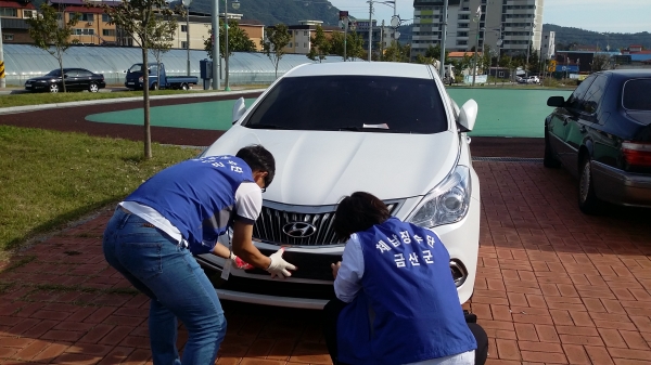 금산군 체납차량 번호판 영치 모습