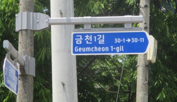 세종시 보행자용 도로명판