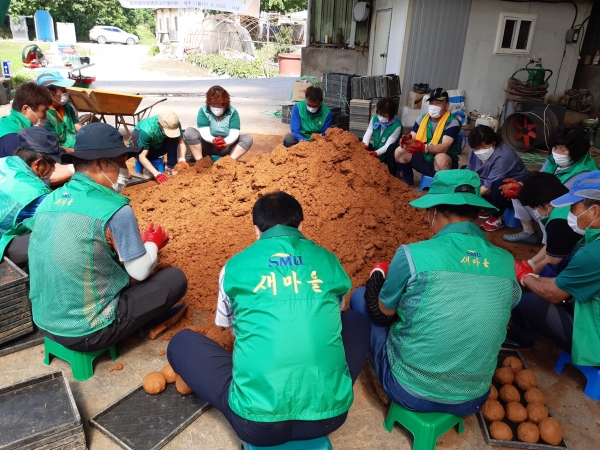 청양군 지도자협의회, 하천정화용 EM흙공사업 전개