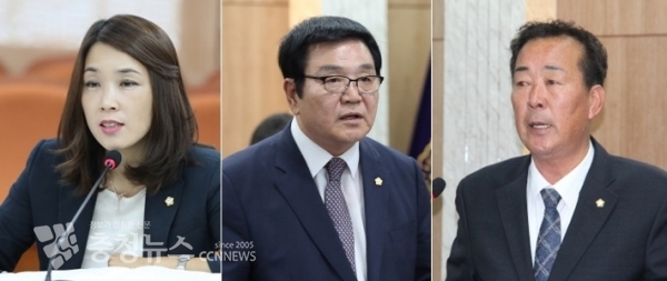 김기철 행정복지위원장, 이선균 산업건설위원장, 이병국 의회운영위원장