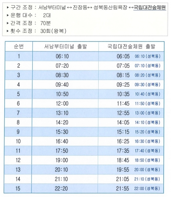 대전광역시 41번 버스 시간표