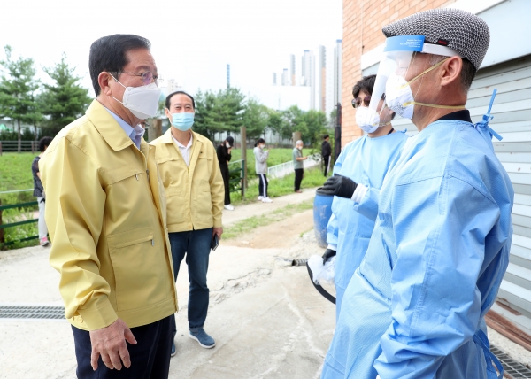 관저동 교인 확진에 따른 임시선별진료소 현장점검