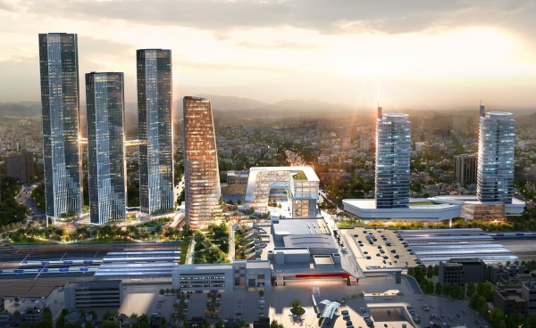 대전역 서쪽에서 바라본 대전역세권 복합2구역 조감도